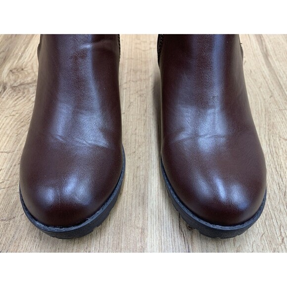 Top Moda Women’s Chunky Lugged Platform Boots Brown Side Zip Comfort Chelsea 8.5 - Picture 6 of 16